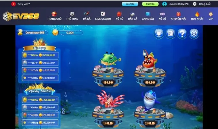 Hướng Dẫn Chơi Bắn Cá Vua Hải Tặc Tại SV368 Cực Đỉnh 2 Các mức cược trong game Bắn Cá Vua Hải Tặc tại SV368