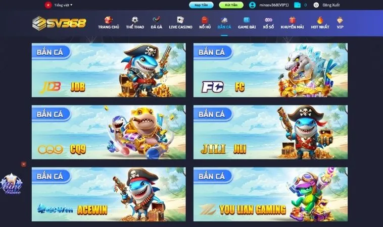 Nhà cái SV368 hợp tác với nhiều sảnh game nổ hũ uy tín